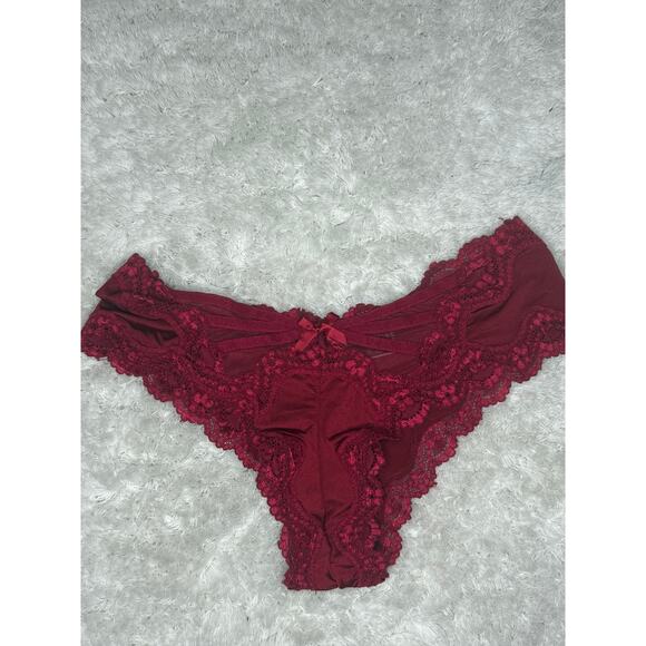 Victoria's Secret Other - NWOT Victoria’s Secret Cheeky Burgundy Red Lace Strappy Back Panty XS 2016